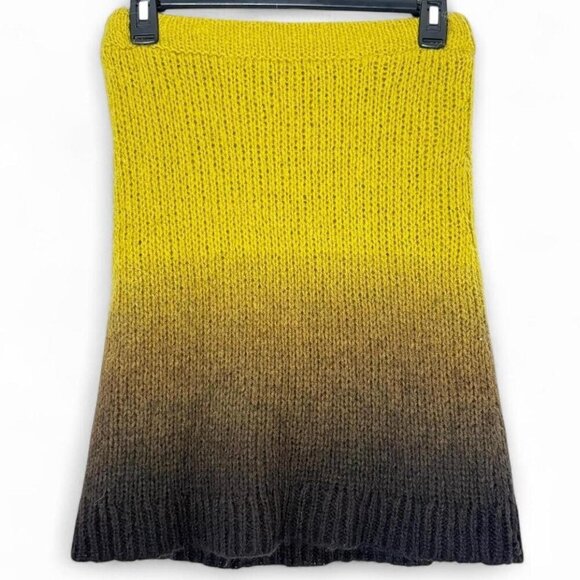 Free People Pull-On Fade Away Knit Sweater Skirt Alpaca Wool Blend Yellow/Brown - Picture 5 of 8